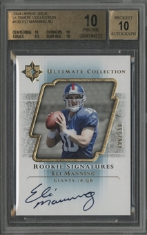 2004 Upper Deck “Ultimate Collection” #130 Eli Manning Signed Limited Edition Chase Card – BGS Pristine 10 (“10” Autograph)